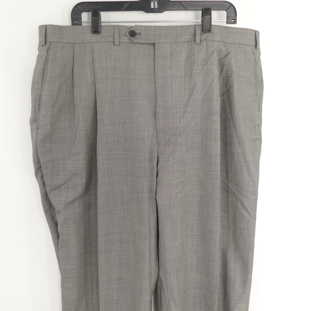NWT Samuelsohn SB Andrew Wool Dress‎ Pants Gray Nailhead Unhemmed Men's 42